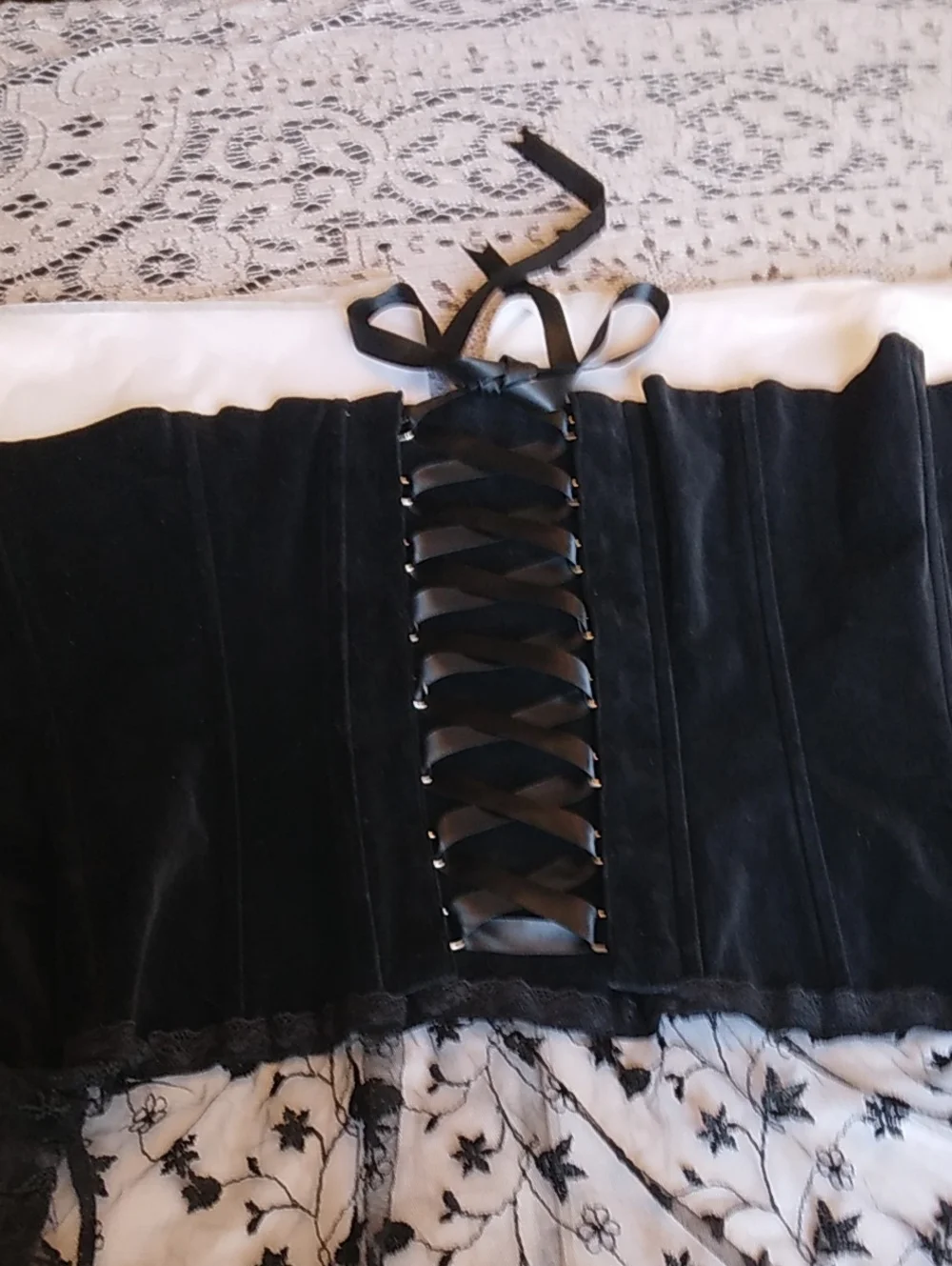 Tripp NYC Black Lace-Trim Corset Top - Picture 2 of 3